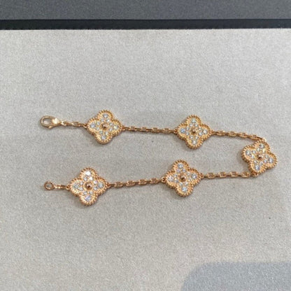 [Lumi Jewels]BRACELET TRÈFLE 5 MOTIFS ENTIÈREMENT SERTI DE DIAMANTS