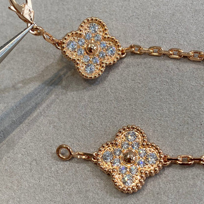 [Lumi Jewels]BRACELET TRÈFLE 5 MOTIFS ENTIÈREMENT SERTI DE DIAMANTS