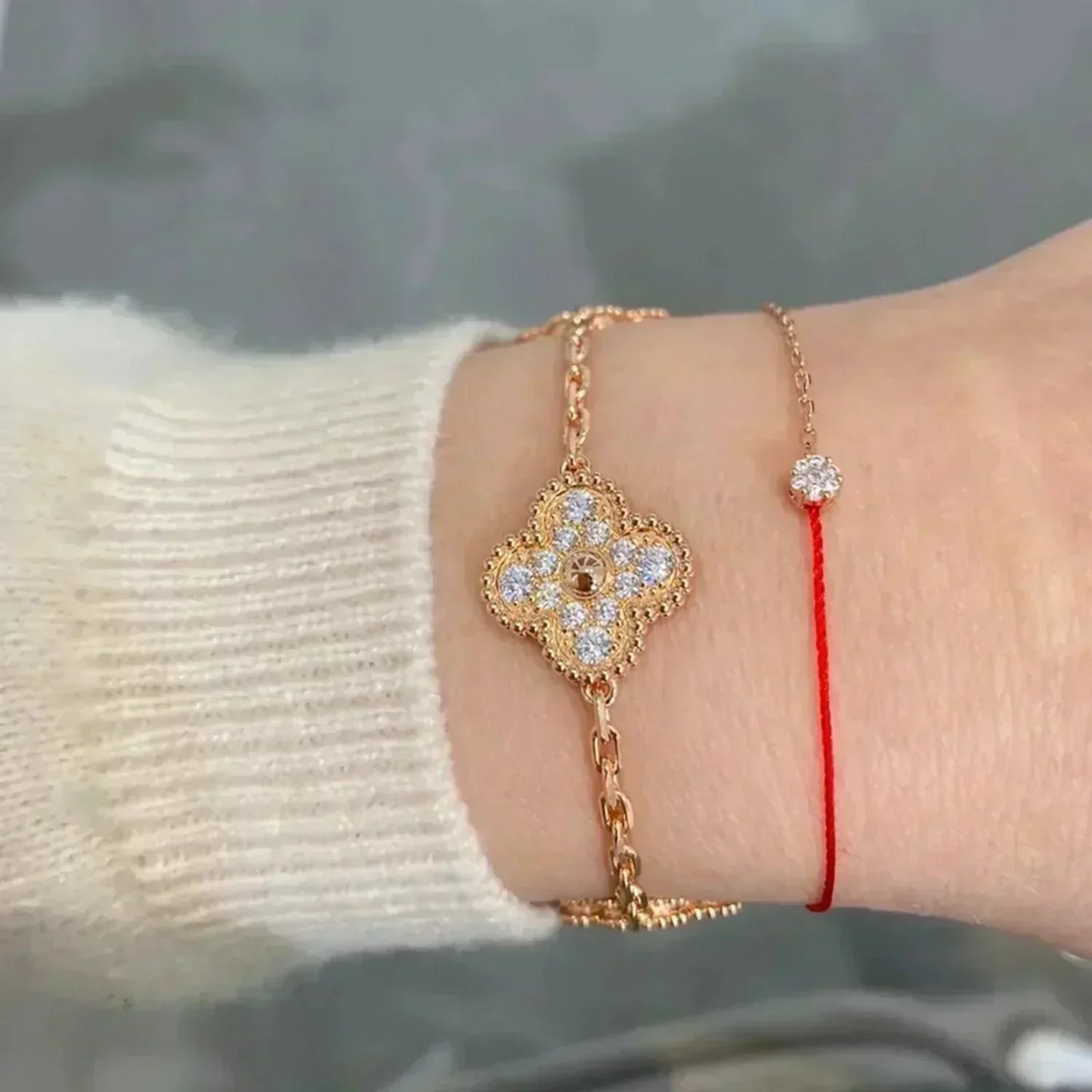 [Lumi Jewels]BRACELET TRÈFLE 5 MOTIFS ENTIÈREMENT SERTI DE DIAMANTS