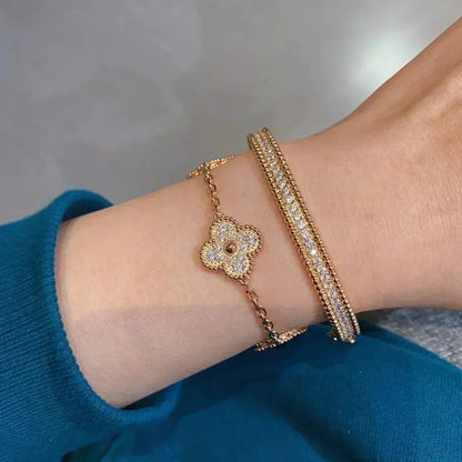 [Lumi Jewels]BRACELET TRÈFLE 5 MOTIFS ENTIÈREMENT SERTI DE DIAMANTS