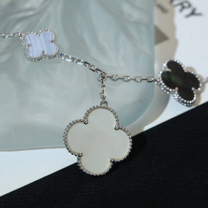 [Lumi Jewels]CLOVER BRACELET 5 MOTIFS MOP CHALCEDONY SILVER