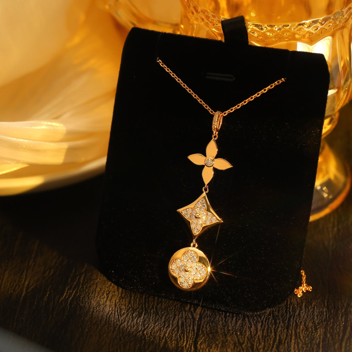 [Lumi Jewels]STAR AND SUN DIAMOND PINK GOLD NECKLACE