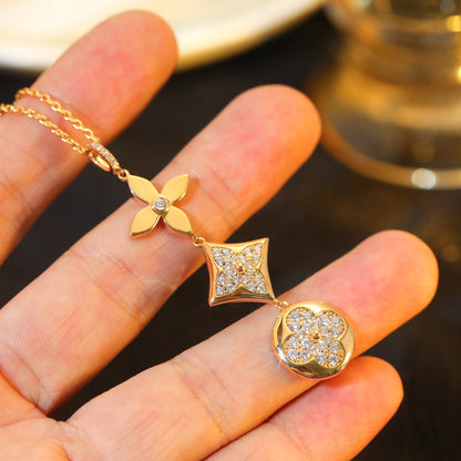 [Lumi Jewels]STAR AND SUN DIAMOND PINK GOLD NECKLACE