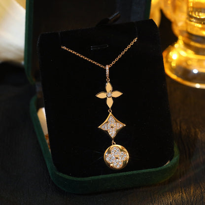 [Lumi Jewels]STAR AND SUN DIAMOND PINK GOLD NECKLACE