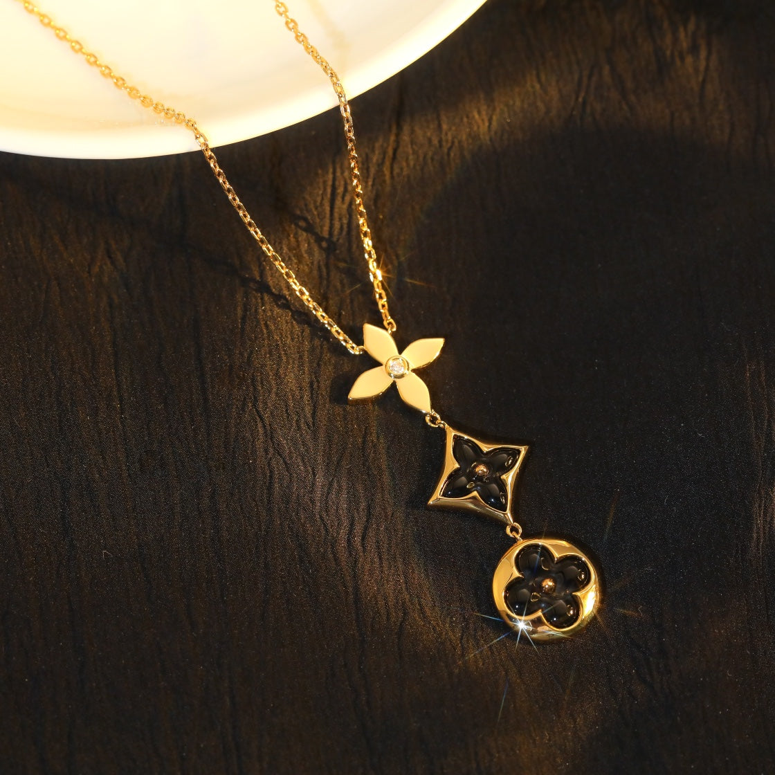 [Lumi Jewels]STAR AND SUN ONYX PINK GOLD NECKLACE