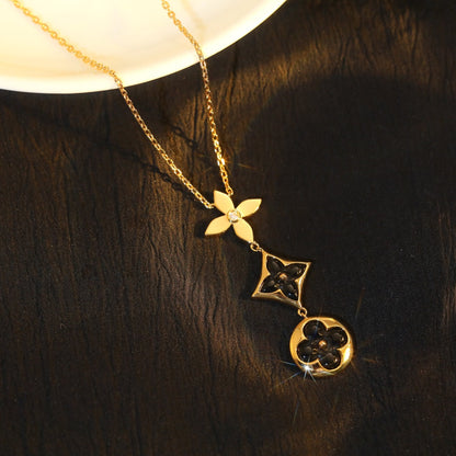 [Lumi Jewels]STAR AND SUN ONYX PINK GOLD NECKLACE