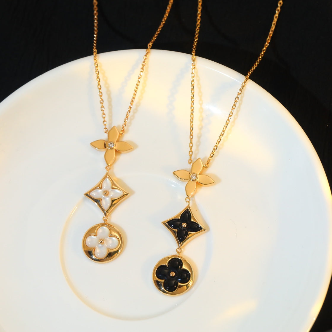 [Lumi Jewels]STAR AND SUN ONYX PINK GOLD NECKLACE