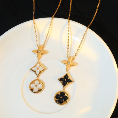 [Lumi Jewels]STAR AND SUN ONYX PINK GOLD NECKLACE