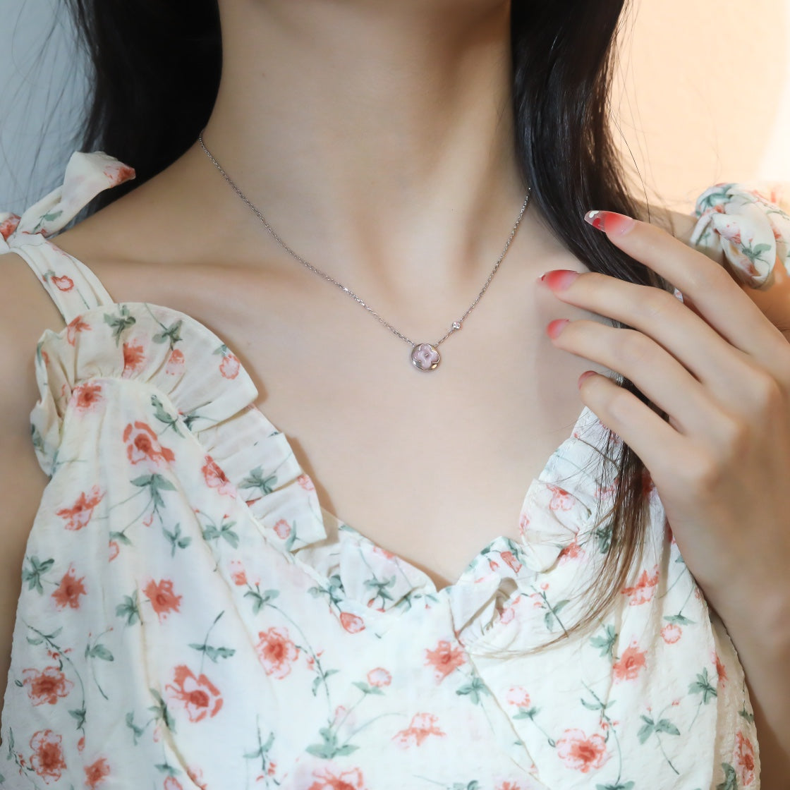 [Lumi Jewels]COLLIER PENDENTIF SOLEIL OR ROSE 1 DIAMANT