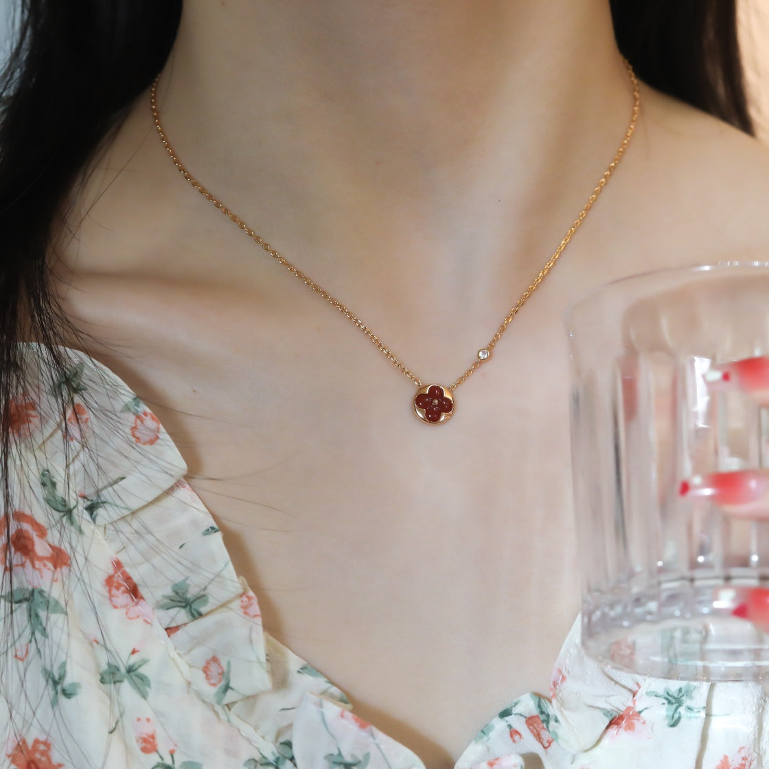[Lumi Jewels]COLLIER PENDENTIF SOLEIL OR ROSE 1 DIAMANT