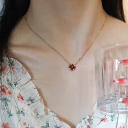 [Lumi Jewels]COLLIER PENDENTIF SOLEIL OR ROSE 1 DIAMANT