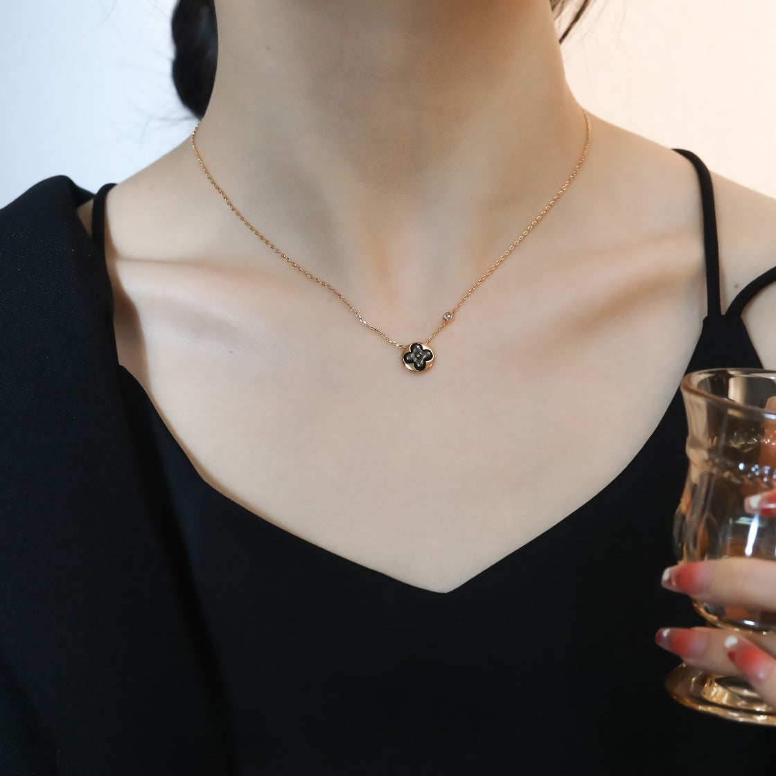 [Lumi Jewels]COLLIER PENDENTIF SOLEIL OR ROSE 1 DIAMANT