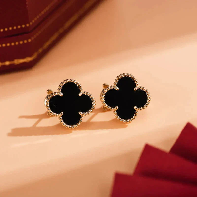 [Lumi Jewels]CLOVER MEDIUM 1 MOTIFS  ONYX STUD EARRINGS