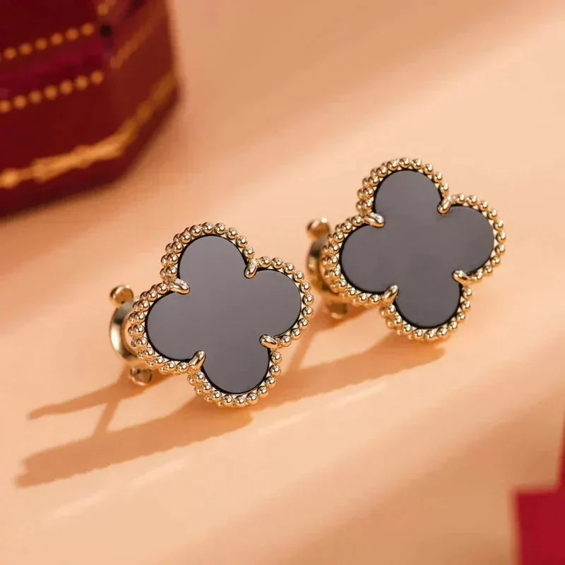 [Lumi Jewels]CLOVER MEDIUM 1 MOTIFS  ONYX STUD EARRINGS