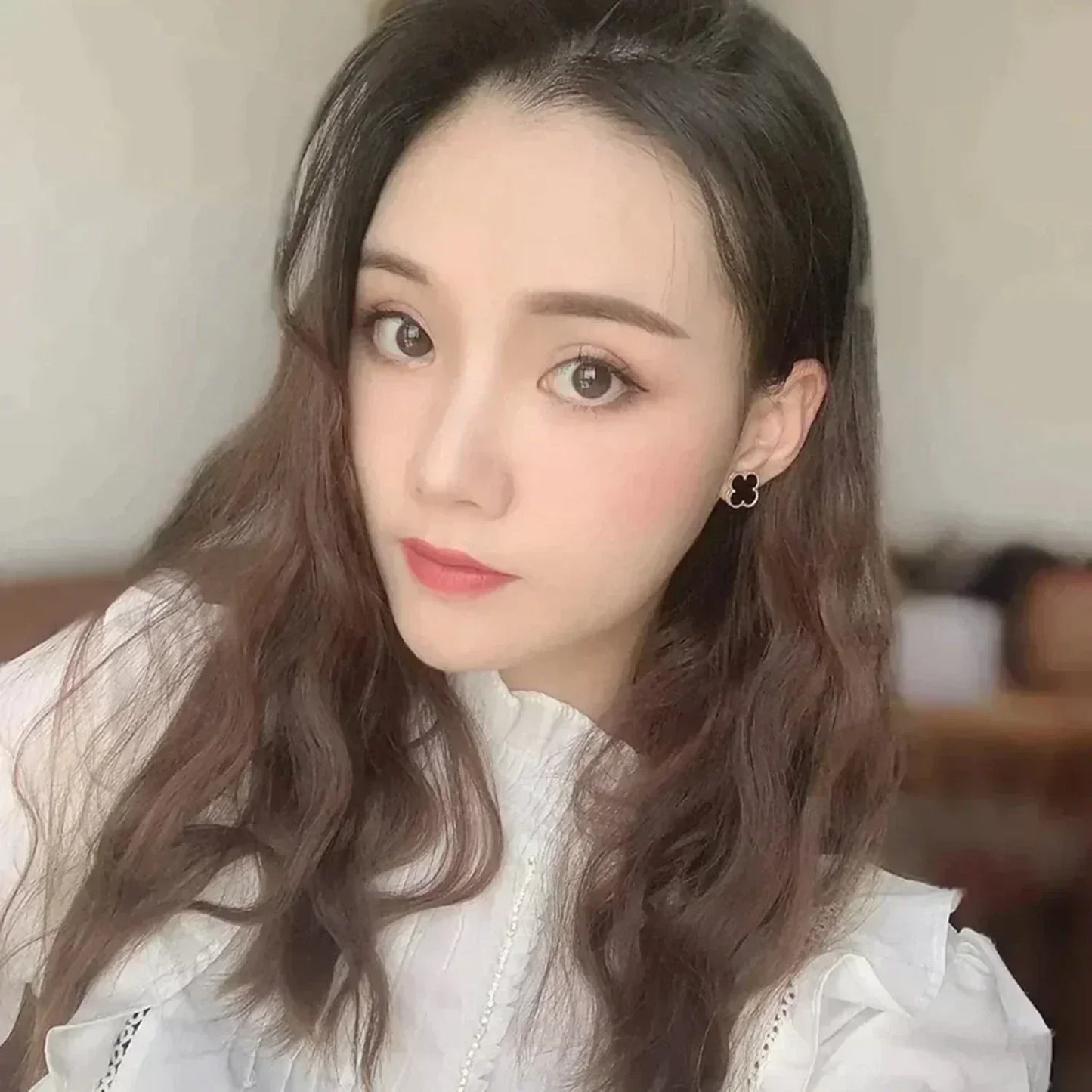 [Lumi Jewels]CLOVER MEDIUM 1 MOTIFS  ONYX STUD EARRINGS