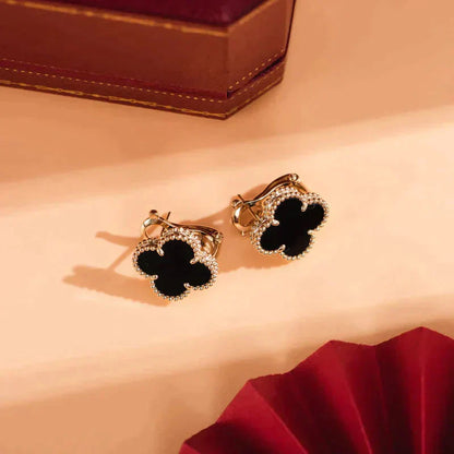 [Lumi Jewels]CLOVER MEDIUM 1 MOTIFS  ONYX STUD EARRINGS