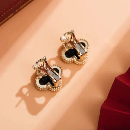 [Lumi Jewels]CLOVER MEDIUM 1 MOTIFS  ONYX STUD EARRINGS