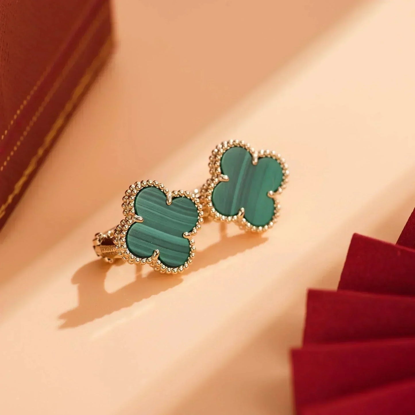 [Lumi Jewels]CLOVER MEDIUM 1 MOTIFS MALACHITE  EARRINGS