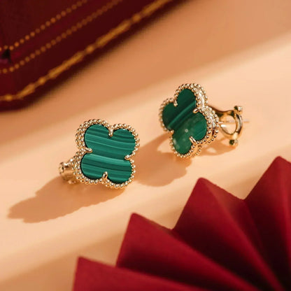[Lumi Jewels]CLOVER MEDIUM 1 MOTIFS MALACHITE  EARRINGS