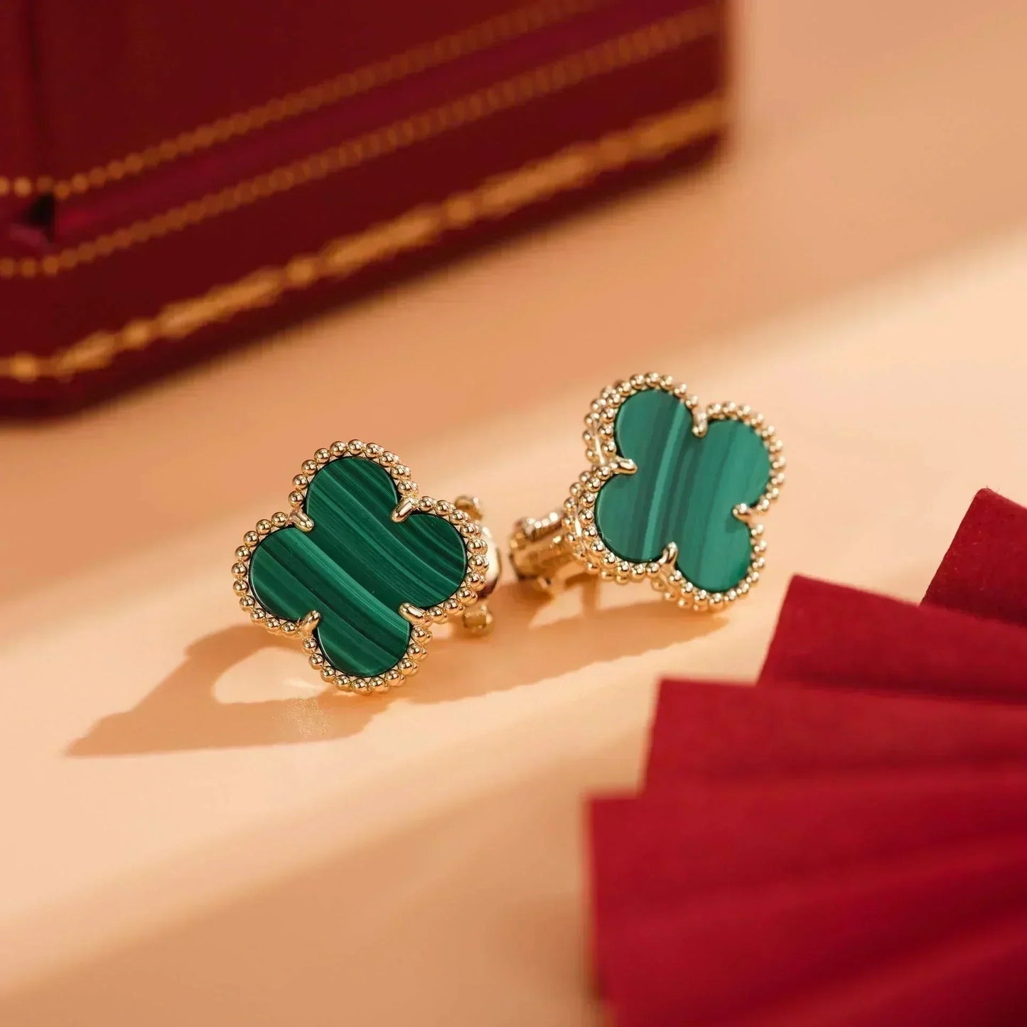 [Lumi Jewels]CLOVER MEDIUM 1 MOTIFS MALACHITE  EARRINGS