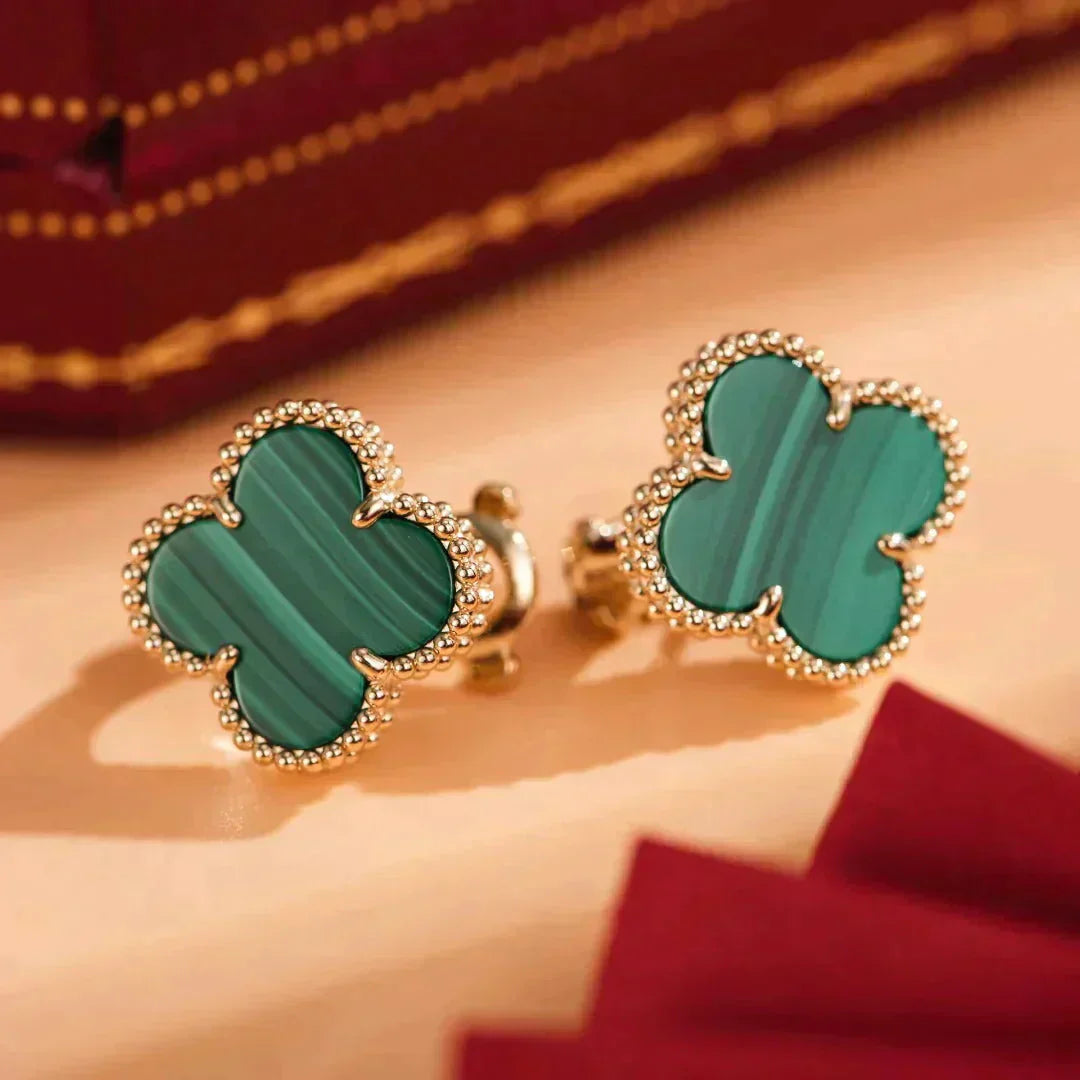 [Lumi Jewels]CLOVER MEDIUM 1 MOTIFS MALACHITE  EARRINGS