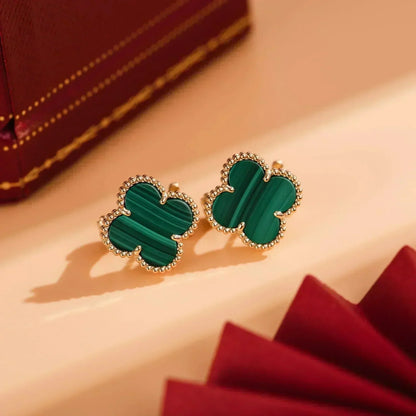 [Lumi Jewels]CLOVER MEDIUM 1 MOTIFS MALACHITE  EARRINGS