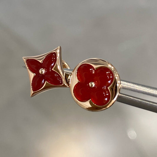 [Lumi Jewels]STAR AND SUN PINK GOLD CARNELIAN STUD EARRINGS