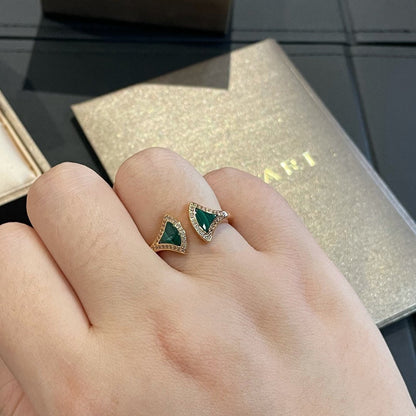 [Lumi Jewels]DREAM MALACHITE DIAMOND OPEN RING