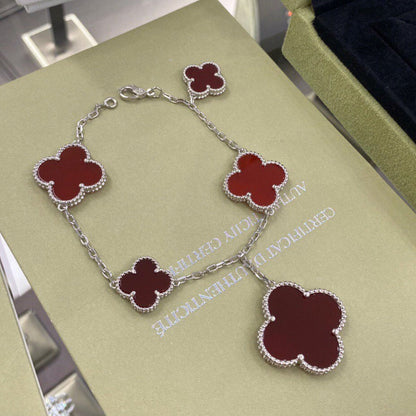 [Lumi Jewels]CLOVER 5 MOTIFS SIVLER CARNELIAN BRACELET