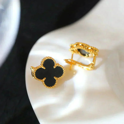 [Lumi Jewels]CLOVER MEDIUM 1 MOTIFS  ONYX STUD EARRINGS