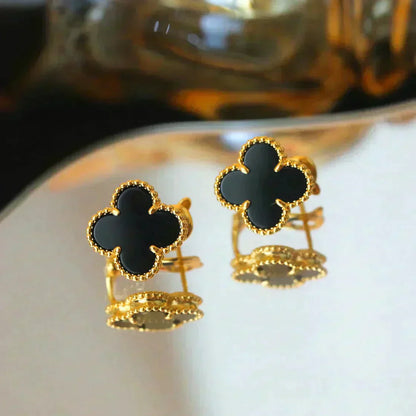 [Lumi Jewels]CLOVER MEDIUM 1 MOTIFS  ONYX STUD EARRINGS