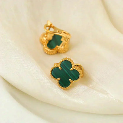 [Lumi Jewels]CLOVER MEDIUM 1 MOTIFS MALACHITE  EARRINGS