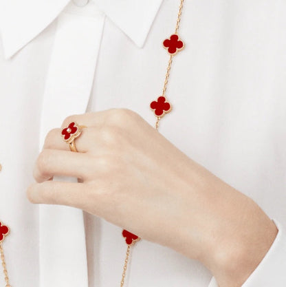 [Lumi Jewels]CLOVER CARNELIAN RING ROSE GOLD DIAMOND