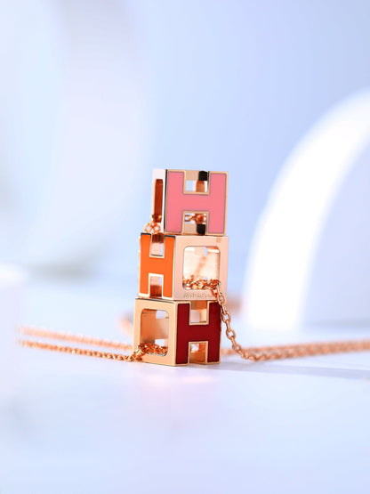 [Lumi Jewels]H CAGE PINK GOLD NECKLACE