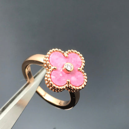 [Lumi Jewels]CLOVER RHODONITE ROSE GOLD RING