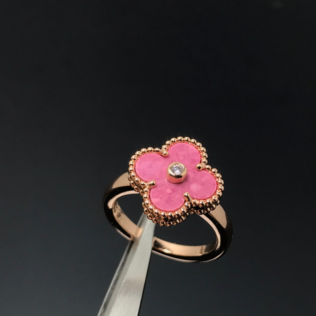 [Lumi Jewels]CLOVER RHODONITE ROSE GOLD RING