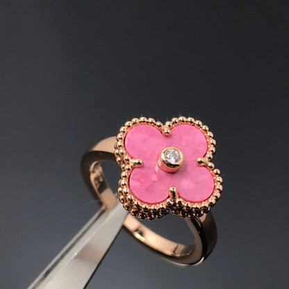 [Lumi Jewels]CLOVER RHODONITE ROSE GOLD RING