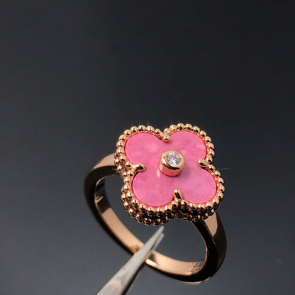 [Lumi Jewels]CLOVER RHODONITE ROSE GOLD RING