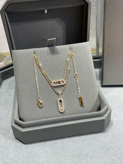[Lumi]MOVE 2 ROW DIAMOND NECKLACE