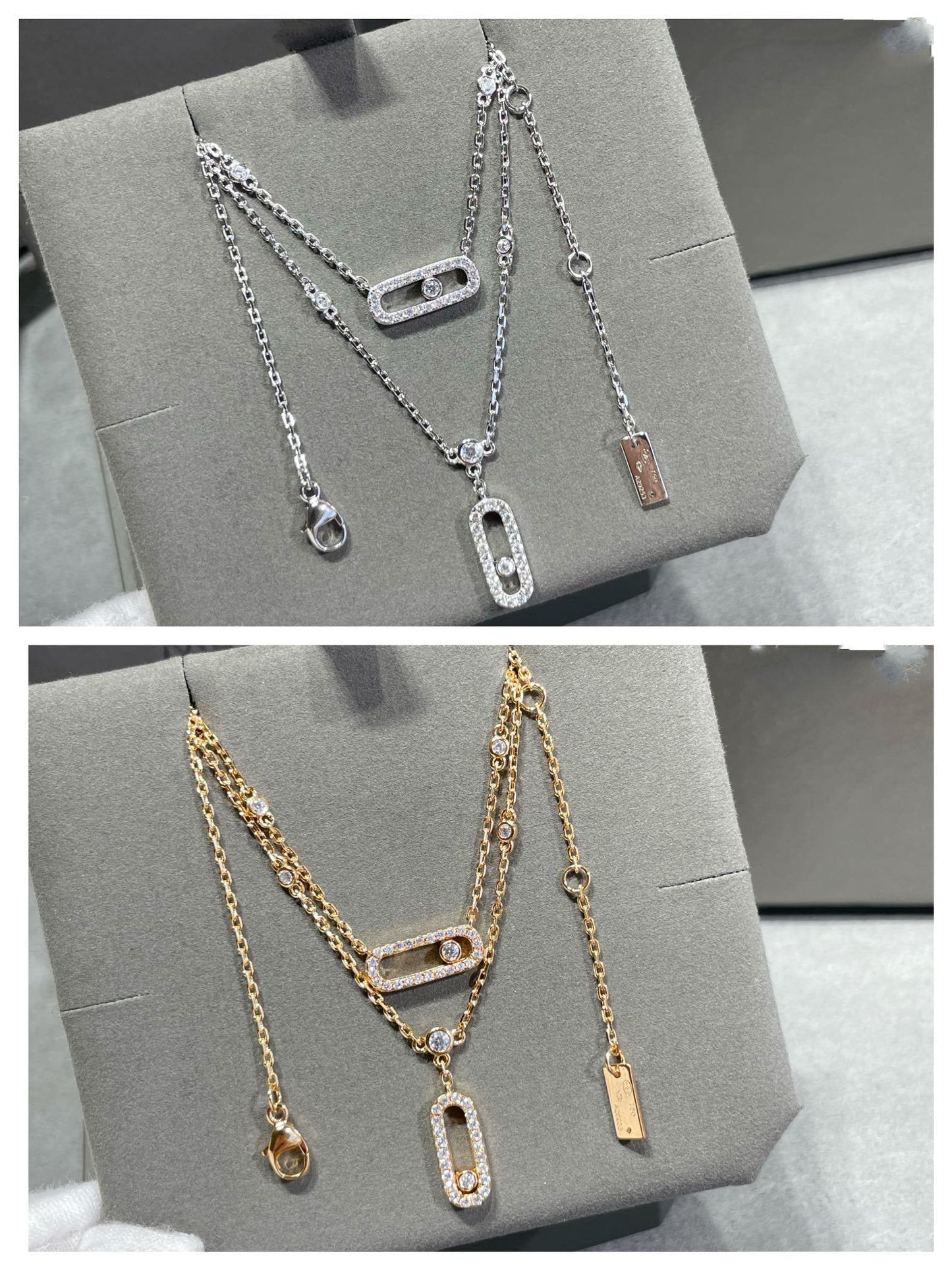 [Lumi]MOVE 2 ROW DIAMOND NECKLACE