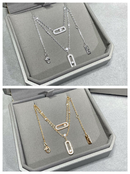 [Lumi]MOVE 2 ROW DIAMOND NECKLACE
