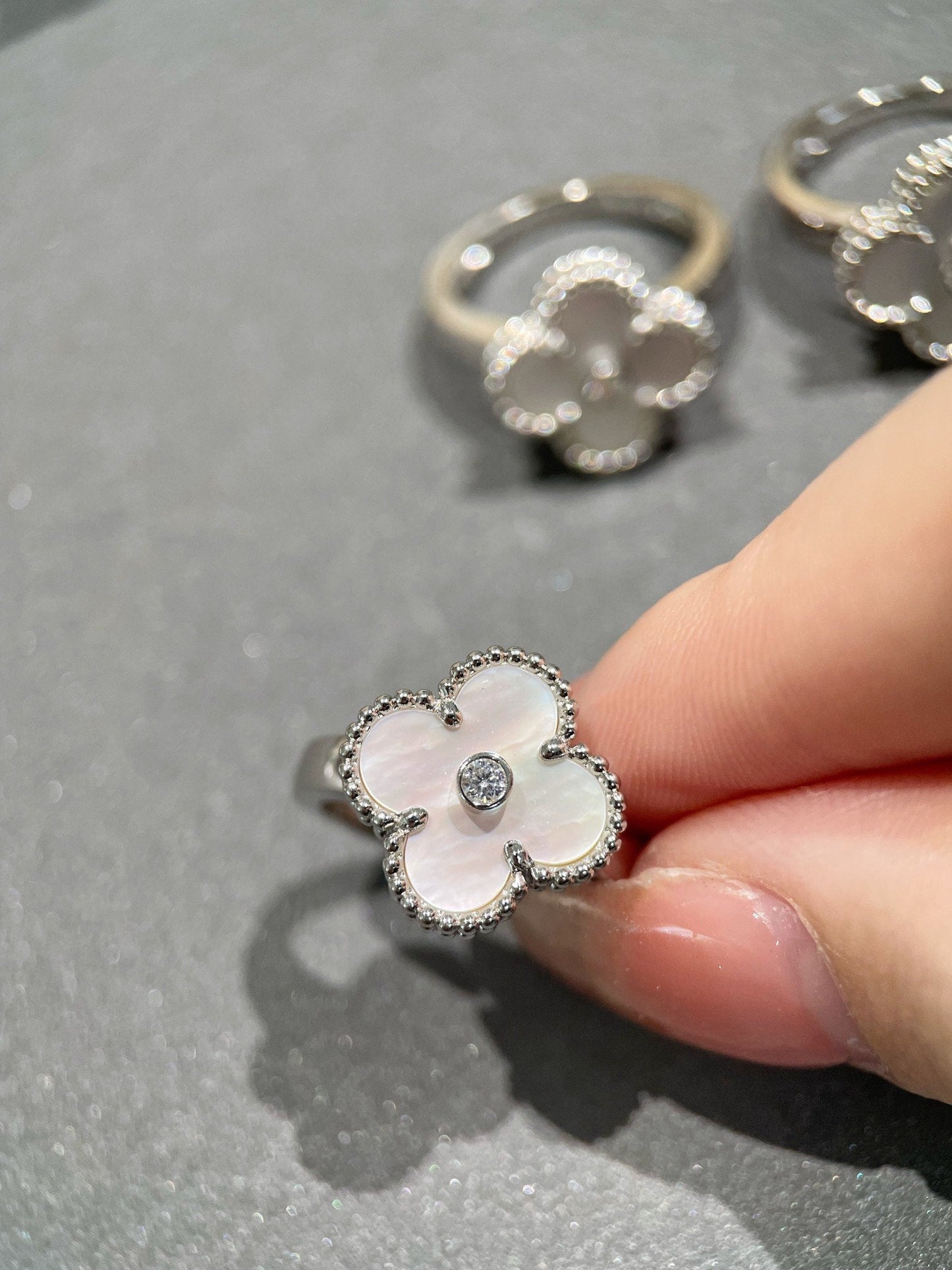 [Lumi Jewels]CLOVER SILVER MOP DIAMOND RING
