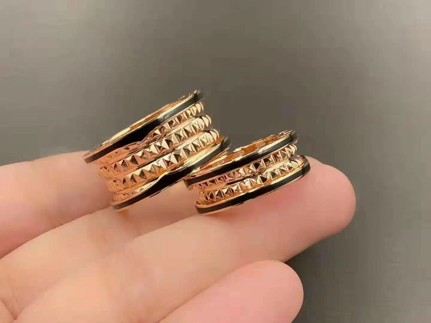 [Lumi Jewels]ZERO 1 ROCK BLACK CERAMIC PINK GOLD LARGE MODEL