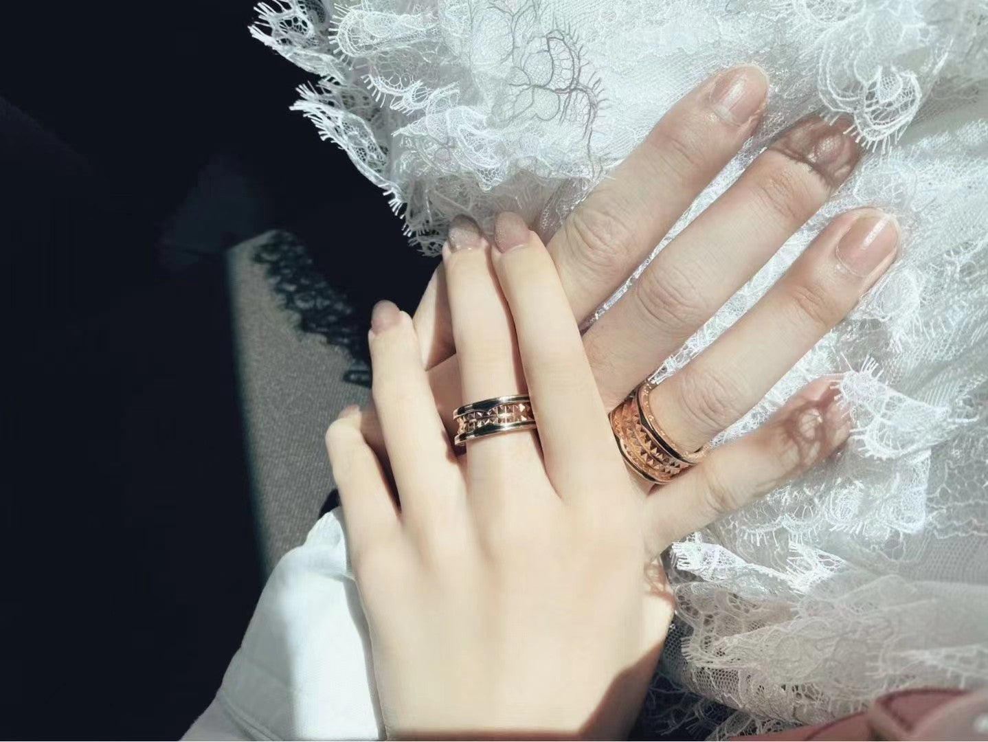 [Lumi Jewels]ZERO 1 ROCK BLACK CERAMIC PINK GOLD LARGE MODEL