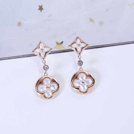 [Lumi Jewels]STAR AND SUN PINK GOLD MOP DROP EARRINGS