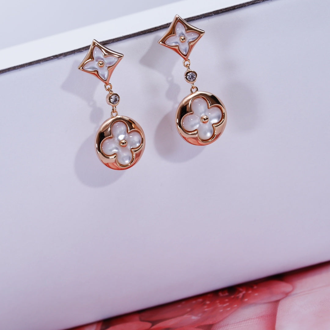 [Lumi Jewels]STAR AND SUN PINK GOLD MOP DROP EARRINGS