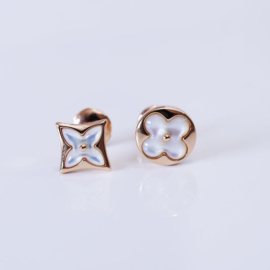 [Lumi Jewels]STAR AND SUN PINK GOLD MOP STUD EARRINGS