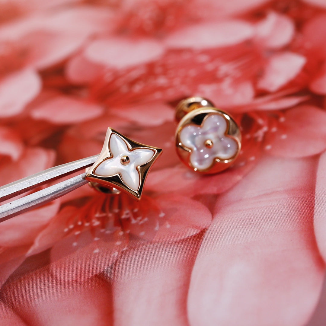 [Lumi Jewels]STAR AND SUN PINK GOLD MOP STUD EARRINGS