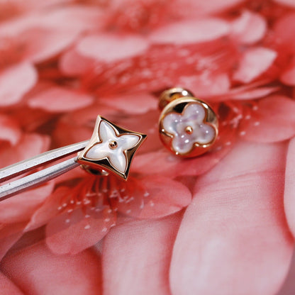 [Lumi Jewels]STAR AND SUN PINK GOLD MOP STUD EARRINGS