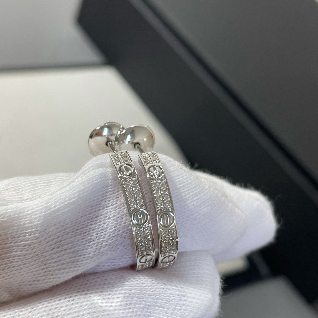 [Lumi Jewels]LOVE DIAMOND SILVER HOOP EARRINGS